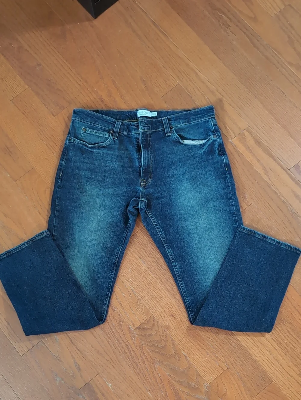 True Craft Men's Straight Jeans in Dark Blue Wash